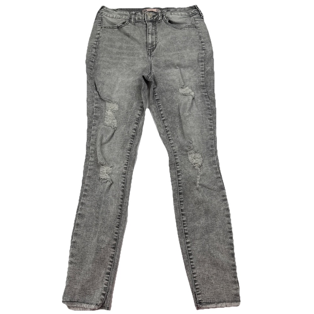 SO High Rise Jegging Distressed Gray Jeans Size 9/29W (26x26) Skinny Fit